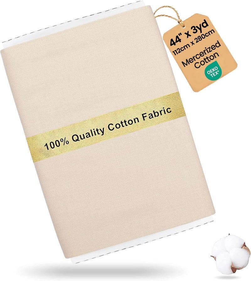 craftido -19 Options-100% Cotton Fabric by The Yard in Solid Color 44”Wide by 3yd (9 ft) -Medium Weight 5.2 oz-Soft Cotton for Quilting, Sewing, Crafts, Binding, Backing and Lining - Cream - Image 1